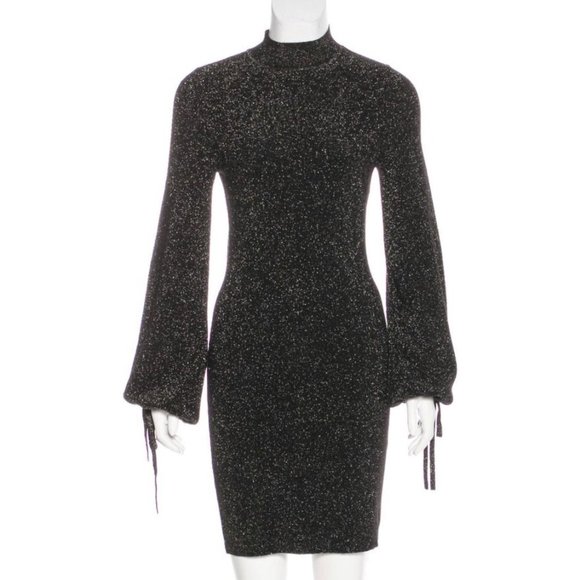 A.L.C. Wool Black Knit Mockneck Long Sleeve Dress - Picture 1 of 5